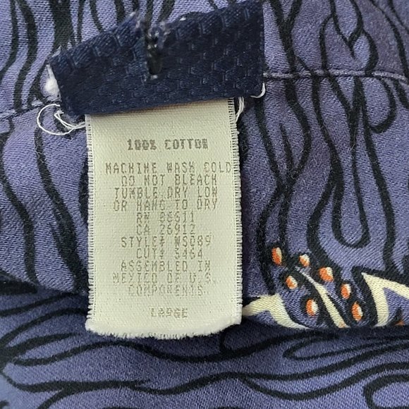 Vintage No Fear Men's Large Hawaiian Shirt 90s Retro Button Up Blue Floral Top - Picture 6 of 10